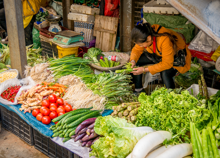 Lijiang China - produce at Zhongyi Market