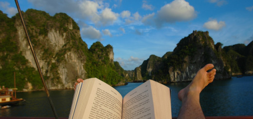 Reading in Halong Bay, Vietnam